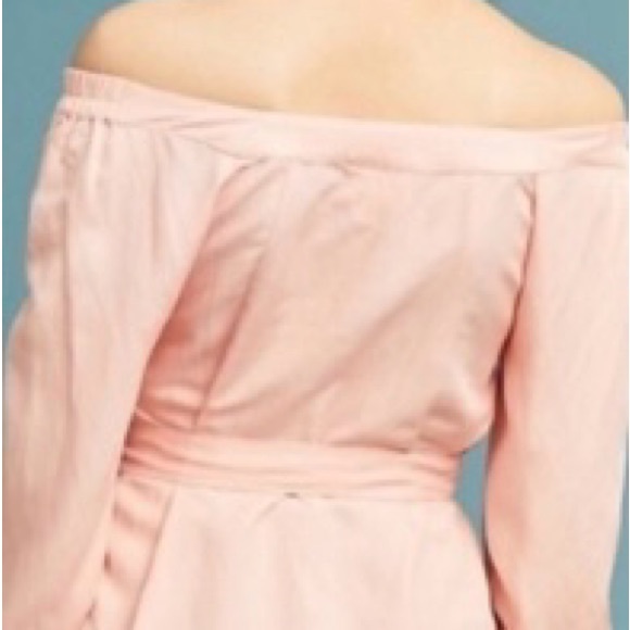 MAEVE ANTHROPOLOGIE Peach Pink Rayon Cotton Blend Off the Shoulder Blouse Size 6 - Picture 2 of 13